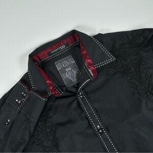 Roar Men’s SZ L Signature Shirt Black Embroidered Skater Grunge Western Y2K